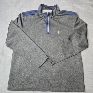 IZOD Golf Mens Large 1/4 Zip Pullover Heather Gray Blue Trim Performance Sweater